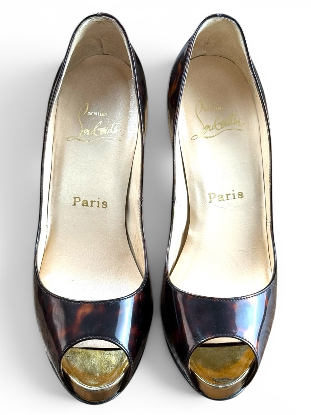 Christian Louboutin Very Privé pumps in dark brown tortoise patent leather - Picture 3 of 9